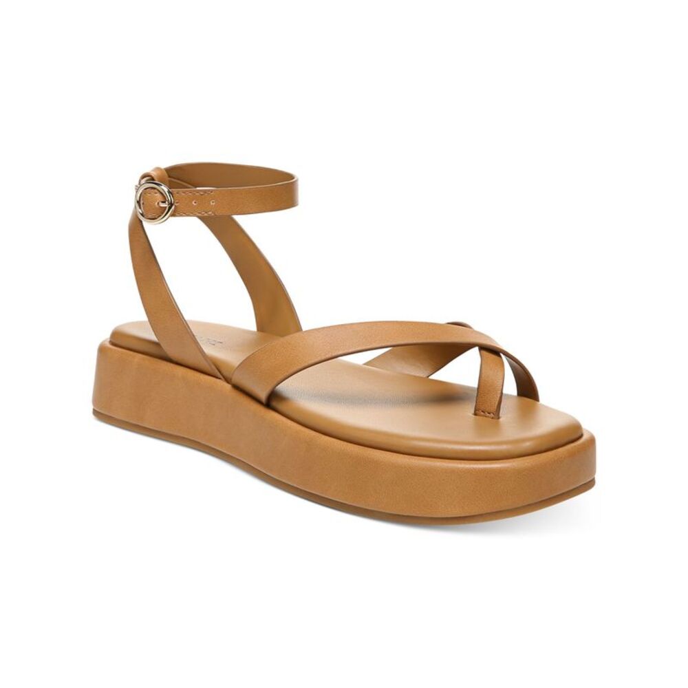 ALFANI Womens Brown Strappy Padded Araa Round Toe Buckle Heeled Sandal 10 M